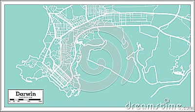 Darwin Australia City Map in Retro Style. Outline Map Stock Photo