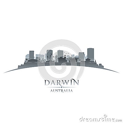 Darwin Australia city silhouette white background Vector Illustration