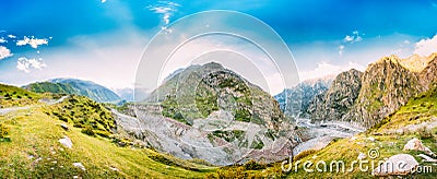 Daryal Gorge. Beautiful Blue Sky Over Mountains And Rocks In Darial Gorge, Stock Photo