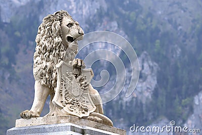 The Lion Monument in Traunkirchen, Salzkammergut Editorial Stock Photo