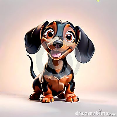 Dashund wiener puppy dog happy smiling face Stock Photo