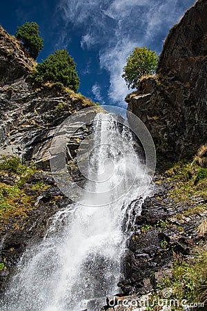 Dasdana waterfall, Maniva, Brescia. Rocky high mountain setting Stock Photo