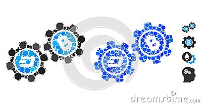 Dash Bitcoin Gears Mosaic Icon of Circles Stock Photo