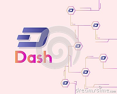 Dash blockchain technology style background Vector Illustration