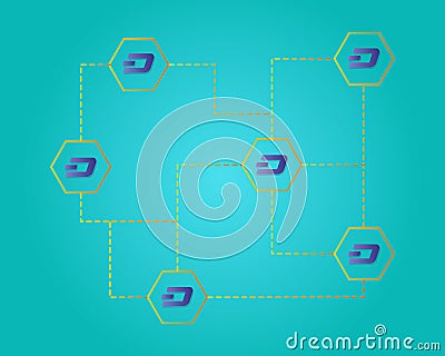 Dash blockchain work technology background Vector Illustration