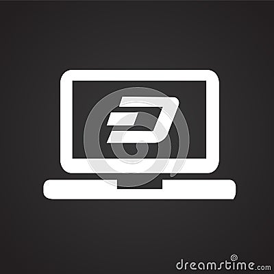 Dash coin computer on black background Vector Illustration