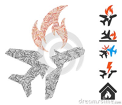 Dash Collage Airplane Fire Crash Icon Stock Photo