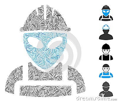 Dash Collage Alien Worker Icon Stock Photo