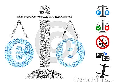 Dash Collage Euro Bitcoin Balance Weight Icon Stock Photo