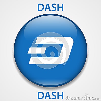 DASH cryptocurrency blockchain icon. Virtual electronic, internet money or cryptocoin symbol, logo Vector Illustration