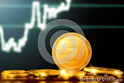 DASH cryptocurrency; DASH golden coin on the background of the chart Stock Photo