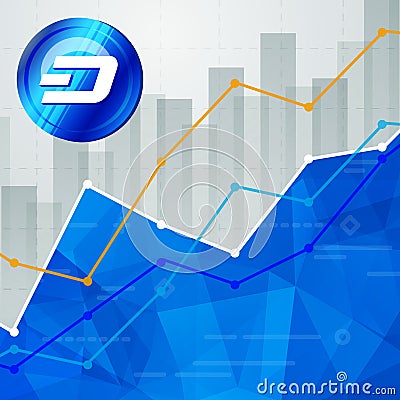 Dash cryptocurrency statistics chart showing various visualizati Vector Illustration