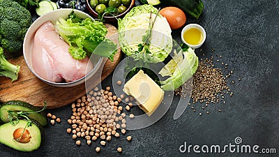 Dash flexitarian mediterranean diet on dark background Stock Photo