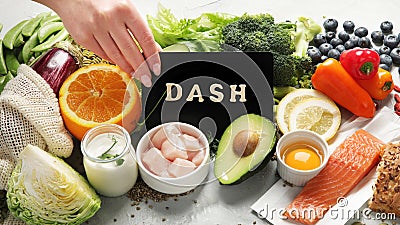 Dash flexitarian mediterranean diet on light background Stock Photo