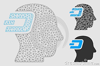 Dash Imagination Vector Mesh Wire Frame Model and Triangle Mosaic Icon Vector Illustration