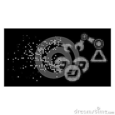 Bright Dissolving Pixel Halftone Dash Mining Robotics Icon Vector Illustration