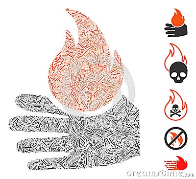 Dash Mosaic Burn Hand Icon Stock Photo