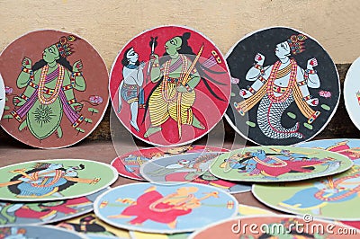 Dashavatara cards, artwork, bishnupur, India Editorial Stock Photo