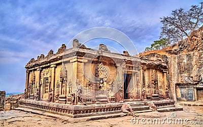 The Dashavatara hindu temple, cave 15 at the Ellora Caves Complex - India Stock Photo