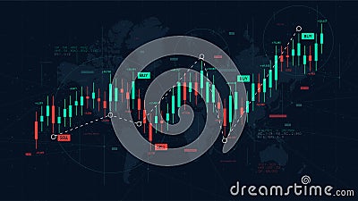 Dashboard graph of forex statistics, business and financial analytics, profit and cost rate, vector illustration Vector Illustration