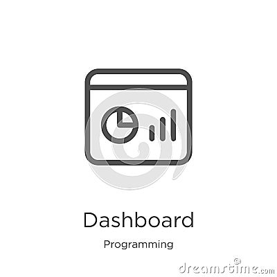 dashboard icon vector from programming collection. Thin line dashboard outline icon vector illustration. Outline, thin line Vector Illustration