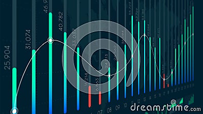 Dashboard infographic big data visualization, binary option, statistics and market analysis illustration, monitor screen in Cartoon Illustration