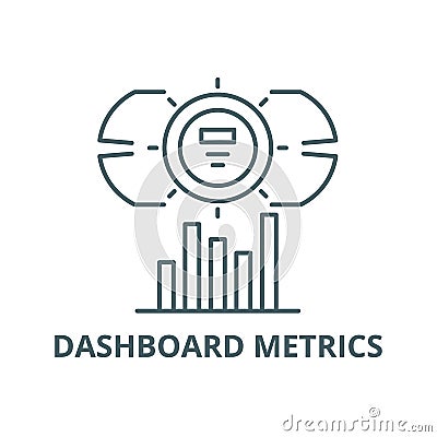 Dashboard metrics line icon, vector. Dashboard metrics outline sign, concept symbol, flat illustration Vector Illustration