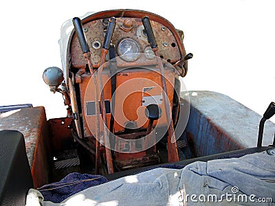 Dashboard old italian crawler tractor Stock Photo