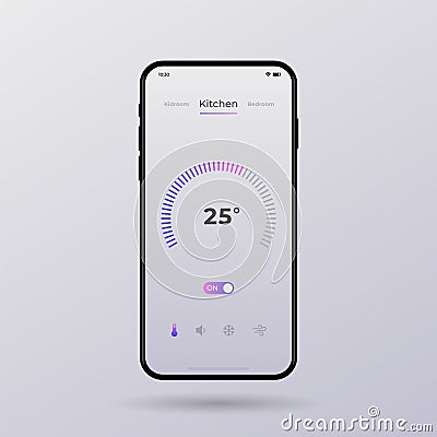 Dashboard UI and UX Kit. Control center design. Temperature control in the room. Vector Illustration