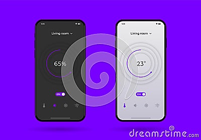 Dashboard UI and UX Kit. Control center design. Temperature control in the room. Vector Illustration