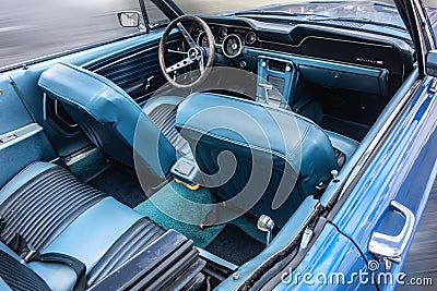 Dashboard vintage car, 1968 Ford Mustang 289 Convertible Editorial Stock Photo