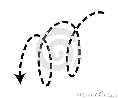 Dashed arrow set. Vector doodle dot line. Thin pointer arrows Vector Illustration