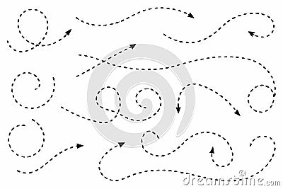 Dashed Arrows Design Elements Guide Direction Path Route Navigation Movement Flowchart Design Stock Photo