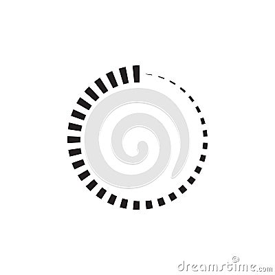 Dashed circle graphic. Circular pattern form. Minimal black vector. Abstract motion shape. Vector Illustration