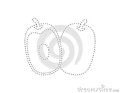 dashed jujube outline for coloring book template, jujube for kids illustration worksheet printable Vector Illustration