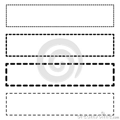 Dashed line frame. Dotted rectangle outline. Simple border vector. Minimalist box symbol. Vector Illustration
