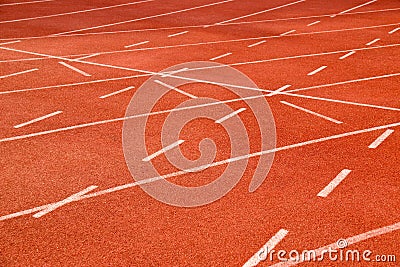 Dashed lines Athletics Stadium Running track At Sport Stadium Stock Photo