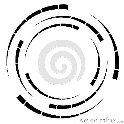 Dashed lines spiral, swirls, and twirls. Concentric, and circular volute, helix vector element Vector Illustration