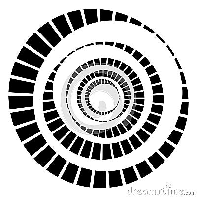 Dashed lines spiral, swirls, and twirls. Concentric, and circular volute, helix vector element Vector Illustration