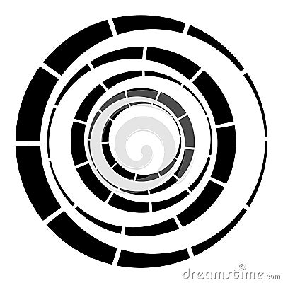 Dashed lines spiral, swirls, and twirls. Concentric, and circular volute, helix vector element Vector Illustration