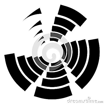 Dashed lines spiral, swirls, and twirls. Concentric, and circular volute, helix vector element Vector Illustration