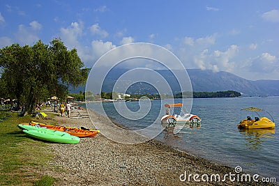 Dassia beach, Corfu Greece Editorial Stock Photo