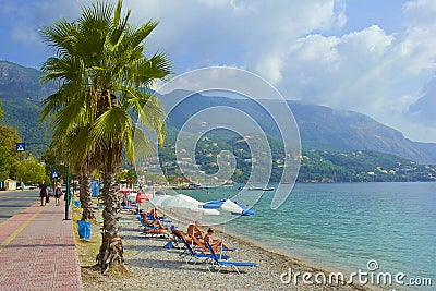 Dassia resort, Corfu, Greece Editorial Stock Photo