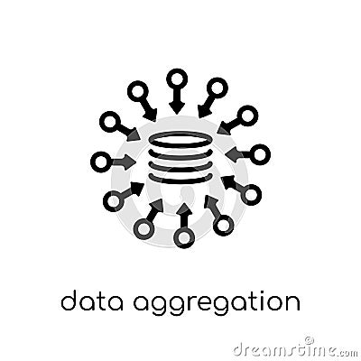 data aggregation icon. Trendy modern flat linear vector data aggregation icon on white background from thin line general Vector Illustration