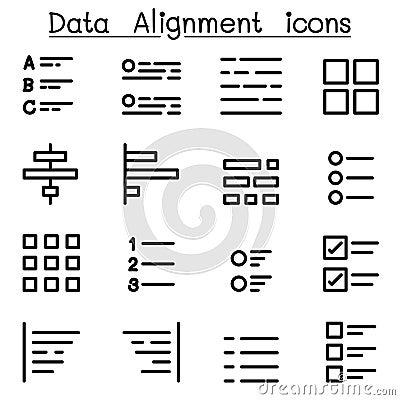 Data Alignment icon set Vector Illustration