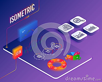 Data analysis, Bill accounting and Money diagram icons. Infochart sign. Vector Vector Illustration