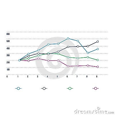 Data analysis, chart, diagram vector simple illustration with four different color options. Cartoon Illustration