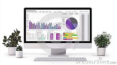 Data analysis dashboard displaying insights office digital content indoor front view business intelligence Stock Photo