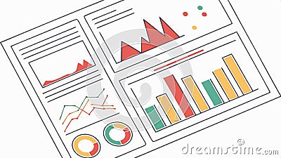 Data analysis graphs charts, business analytics and information display vector design Generative AI Vector Illustration