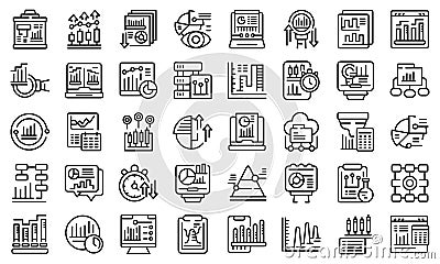 Data analysis icons set outline vector. Statistics chart Vector Illustration